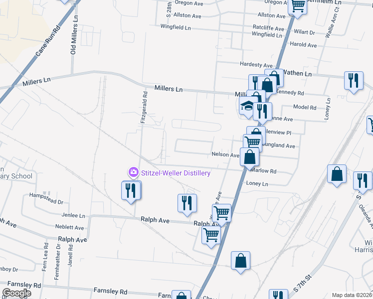 map of restaurants, bars, coffee shops, grocery stores, and more near 2007 Nelson Avenue in Louisville