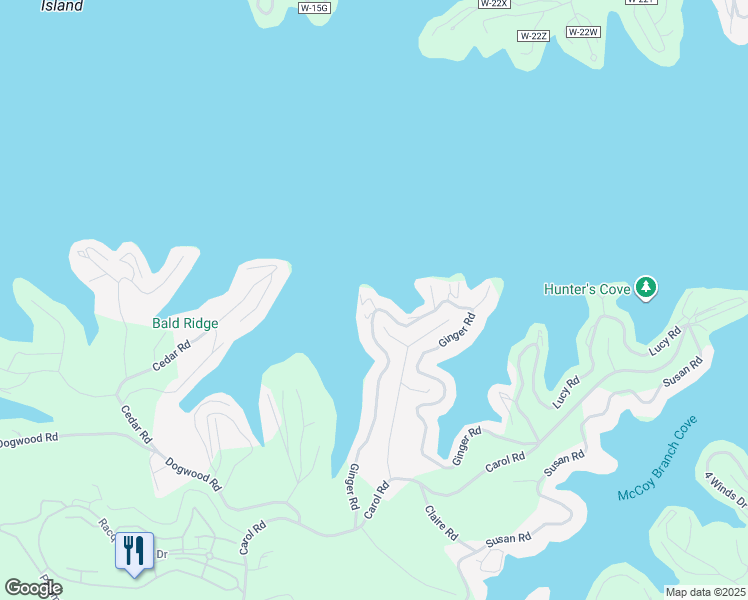 map of restaurants, bars, coffee shops, grocery stores, and more near Ginger Point in Lake Ozark