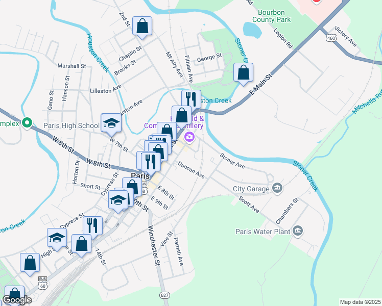 map of restaurants, bars, coffee shops, grocery stores, and more near 414 Pleasant Street in Paris