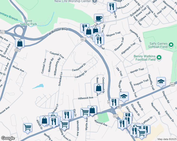 map of restaurants, bars, coffee shops, grocery stores, and more near 884 Chestnut Drive in Frankfort