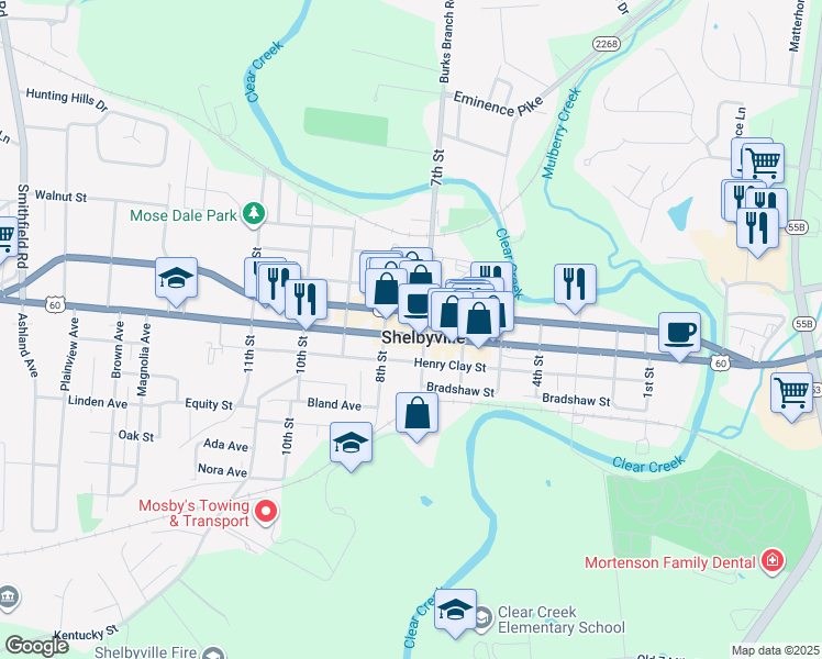 map of restaurants, bars, coffee shops, grocery stores, and more near in Shelbyville