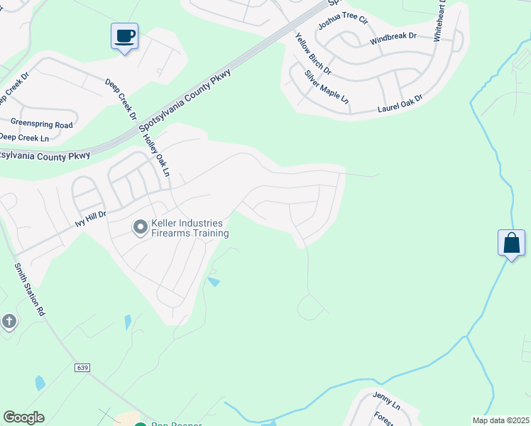 map of restaurants, bars, coffee shops, grocery stores, and more near 9405 Winterchase Court in Fredericksburg