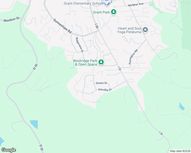 map of restaurants, bars, coffee shops, grocery stores, and more near 302 Lydia Court in Petaluma