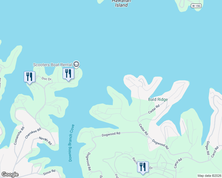 map of restaurants, bars, coffee shops, grocery stores, and more near 499 Hickory Road in Lake Ozark