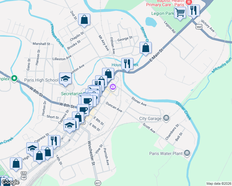 map of restaurants, bars, coffee shops, grocery stores, and more near 414 Pleasant Street in Paris