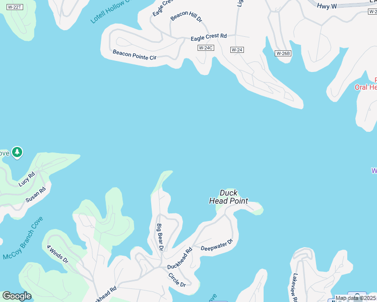 map of restaurants, bars, coffee shops, grocery stores, and more near 453 Big Bear Drive in Lake Ozark