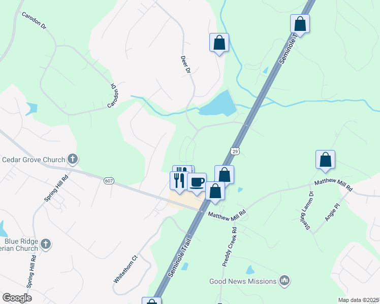 map of restaurants, bars, coffee shops, grocery stores, and more near 398 Buck Drive in Ruckersville