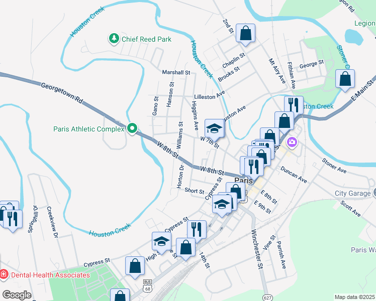 map of restaurants, bars, coffee shops, grocery stores, and more near 718 Williams Street in Paris