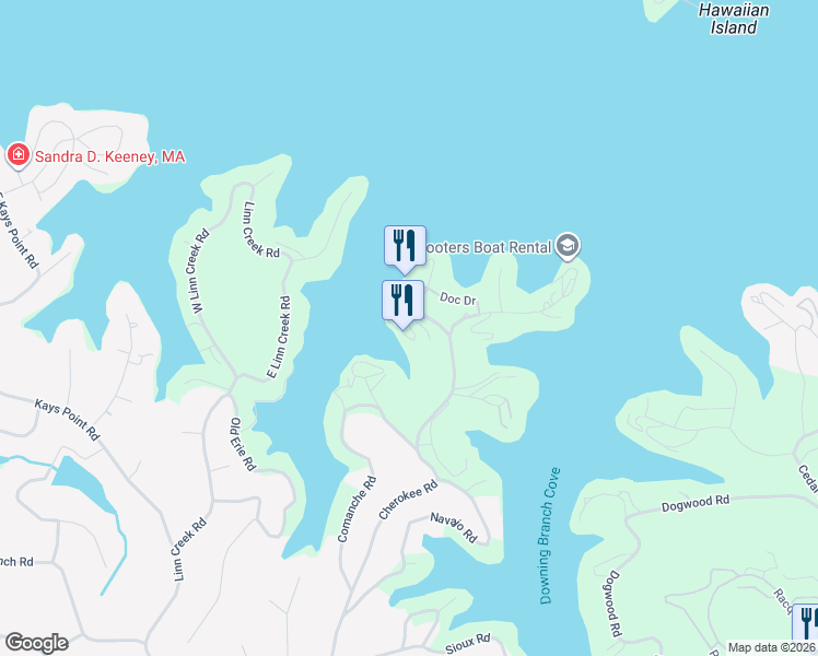 map of restaurants, bars, coffee shops, grocery stores, and more near 700 Crow Road in Lake Ozark