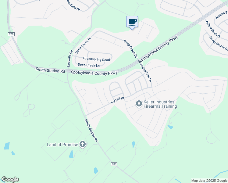 map of restaurants, bars, coffee shops, grocery stores, and more near 6006 Oakton Beech Lane in Fredericksburg