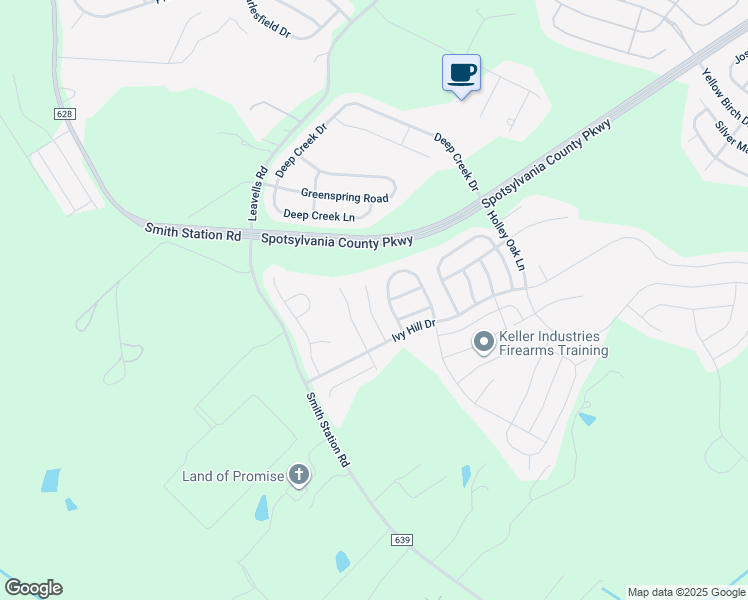 map of restaurants, bars, coffee shops, grocery stores, and more near 9619 Hazelbrook Court in Fredericksburg