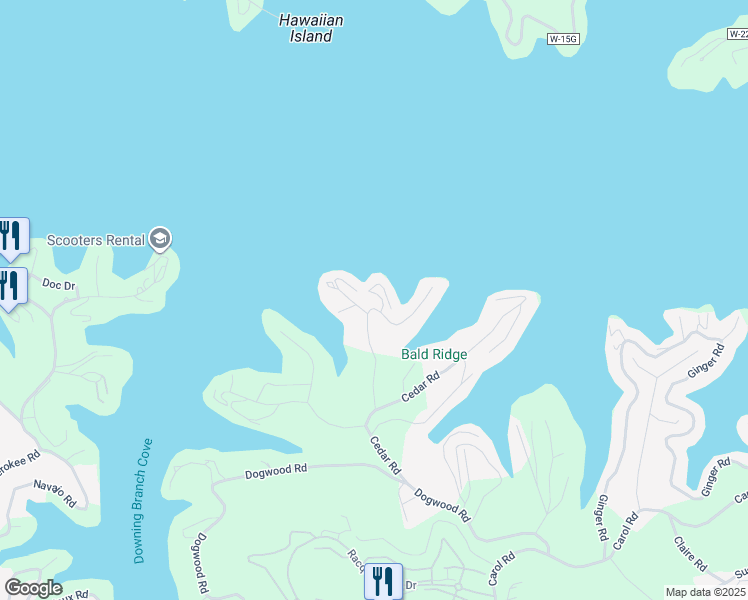 map of restaurants, bars, coffee shops, grocery stores, and more near 251 Maple Road in Lake Ozark