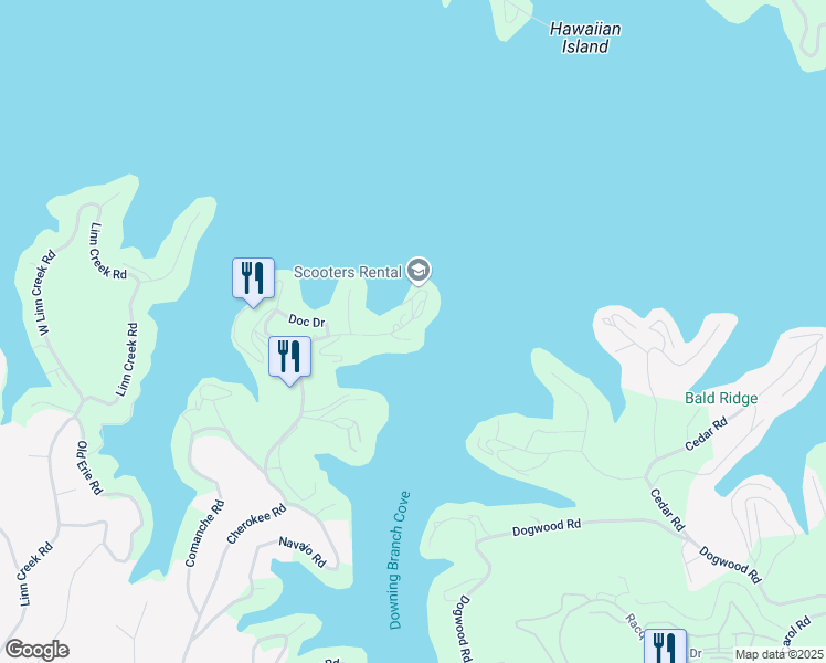 map of restaurants, bars, coffee shops, grocery stores, and more near 1699 Cherokee Road in Lake Ozark