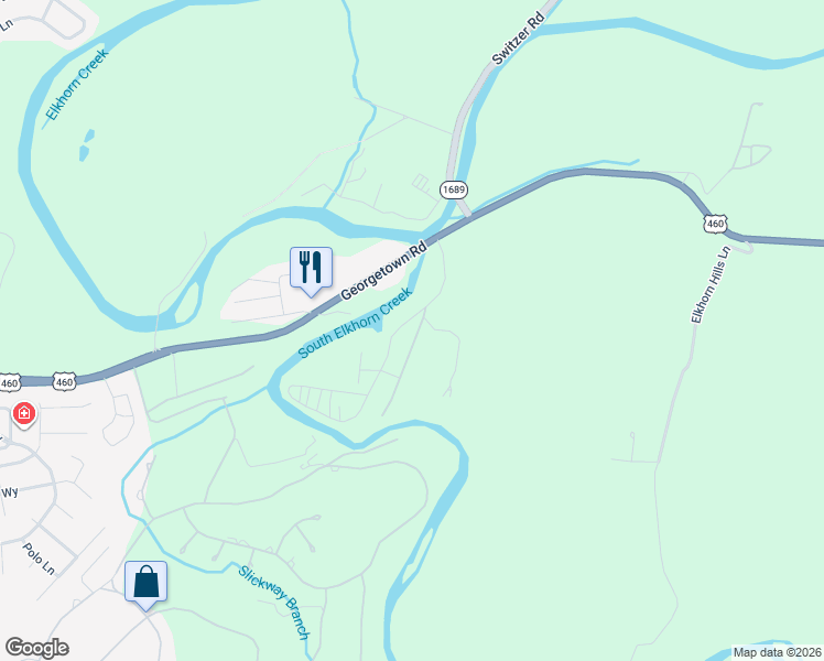 map of restaurants, bars, coffee shops, grocery stores, and more near 159 North Scruggs Lane in Frankfort