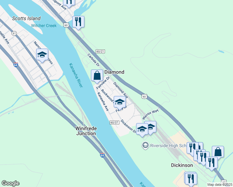 map of restaurants, bars, coffee shops, grocery stores, and more near 328 Nancy Avenue in Belle
