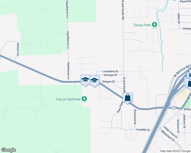 map of restaurants, bars, coffee shops, grocery stores, and more near 535 Texas Street in Sullivan