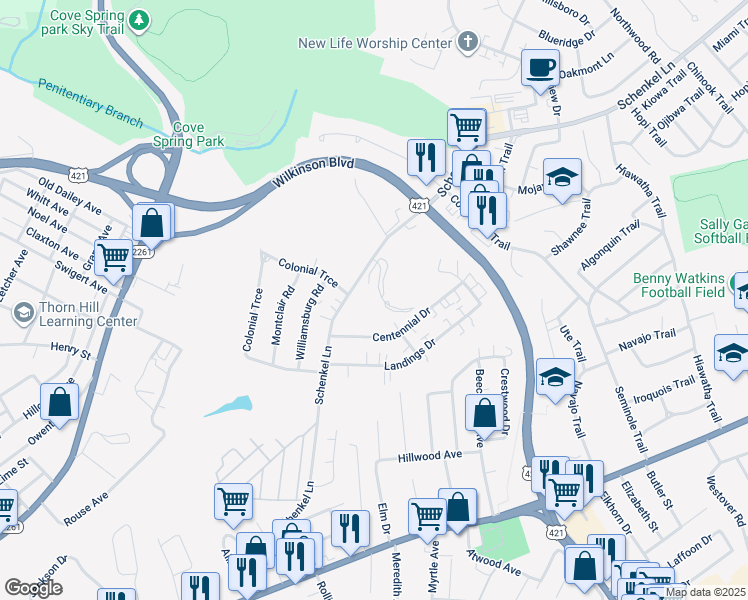 map of restaurants, bars, coffee shops, grocery stores, and more near 565 Schenkel Lane in Frankfort