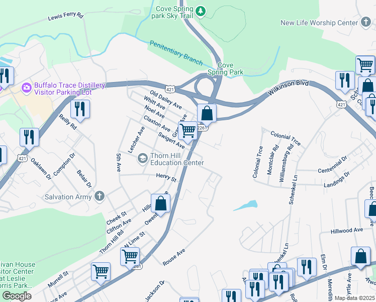 map of restaurants, bars, coffee shops, grocery stores, and more near 918 Holmes Street in Frankfort