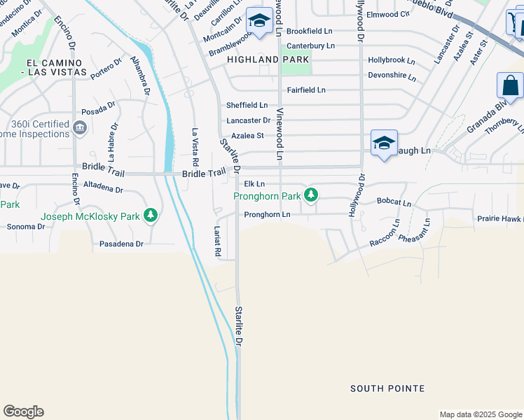 map of restaurants, bars, coffee shops, grocery stores, and more near 3928 Pronghorn Lane in Pueblo