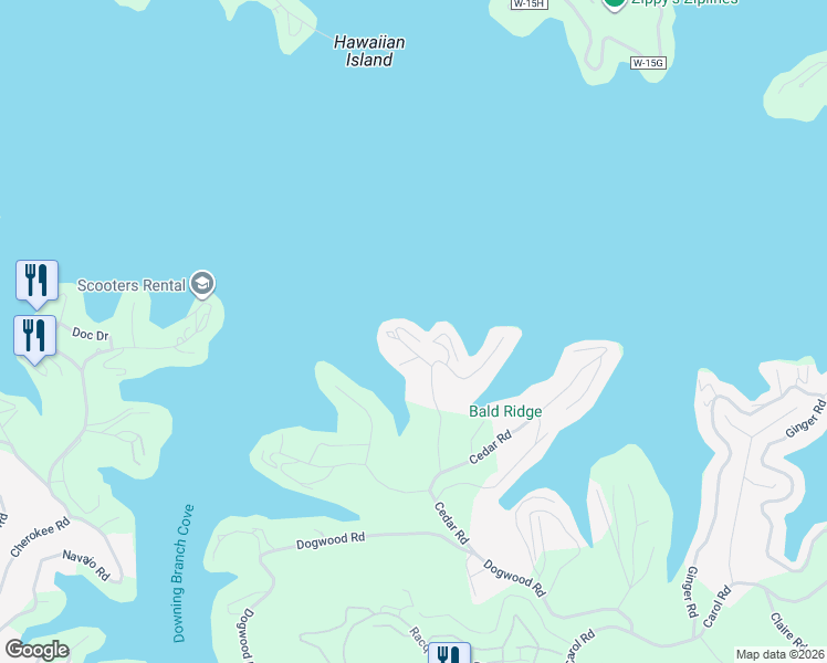 map of restaurants, bars, coffee shops, grocery stores, and more near 1-43 Tara Road in Lake Ozark