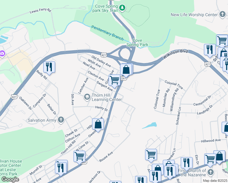 map of restaurants, bars, coffee shops, grocery stores, and more near 918 Holmes Street in Frankfort