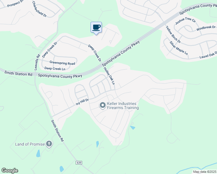 map of restaurants, bars, coffee shops, grocery stores, and more near 9204 Birch Cliff Drive in Fredericksburg