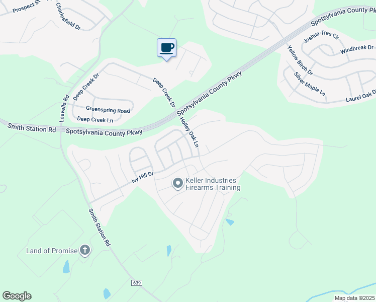 map of restaurants, bars, coffee shops, grocery stores, and more near 9204 Birch Cliff Drive in Fredericksburg