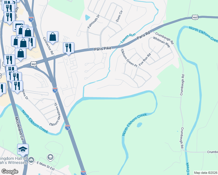 map of restaurants, bars, coffee shops, grocery stores, and more near 127 Meadow View Way in Georgetown