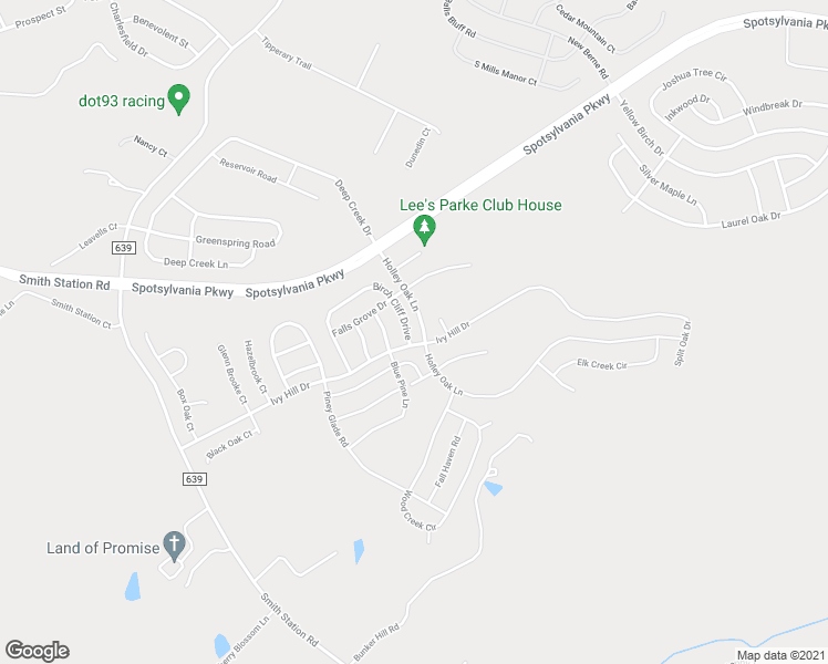 map of restaurants, bars, coffee shops, grocery stores, and more near 9203 Birch Cliff Drive in Fredericksburg