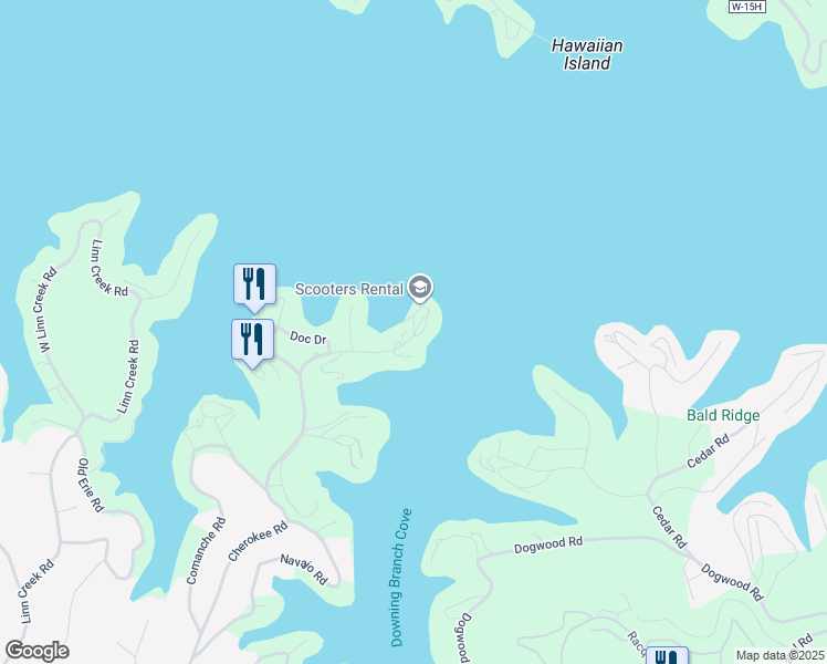 map of restaurants, bars, coffee shops, grocery stores, and more near 1699 Cherokee Court in Lake Ozark