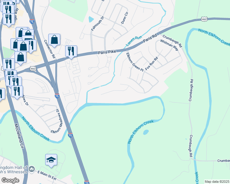 map of restaurants, bars, coffee shops, grocery stores, and more near 127 Meadow View Way in Georgetown