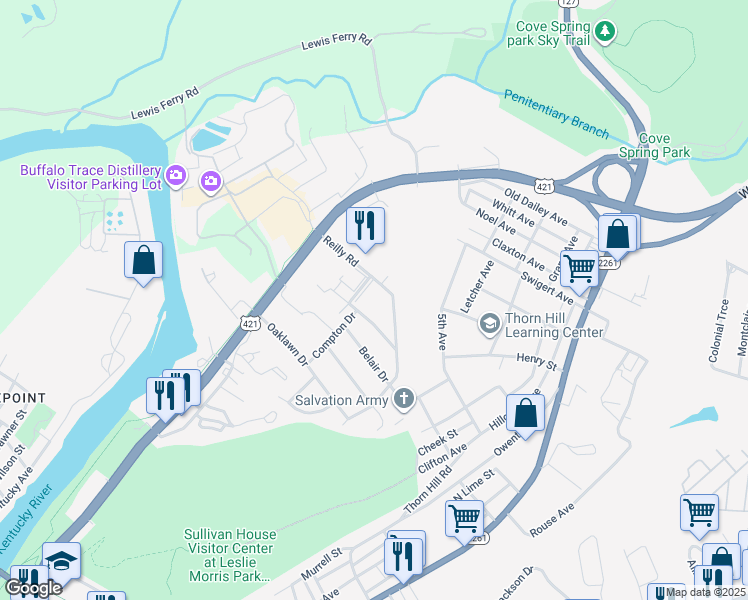 map of restaurants, bars, coffee shops, grocery stores, and more near 132 Cody Pass in Frankfort