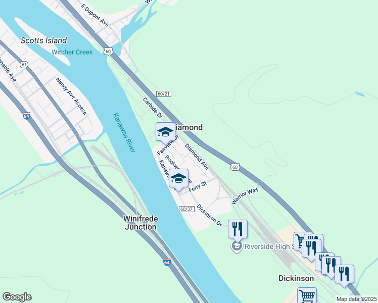 map of restaurants, bars, coffee shops, grocery stores, and more near 328 Nancy Avenue in Belle