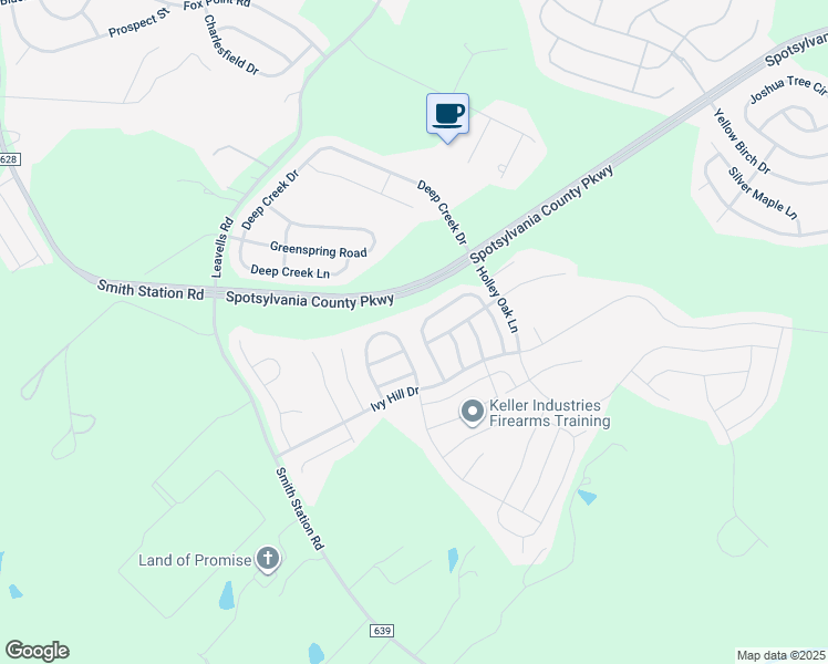 map of restaurants, bars, coffee shops, grocery stores, and more near 9341 Birch Cliff Drive in Fredericksburg