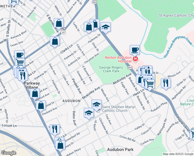map of restaurants, bars, coffee shops, grocery stores, and more near 929 Stone Street in Louisville