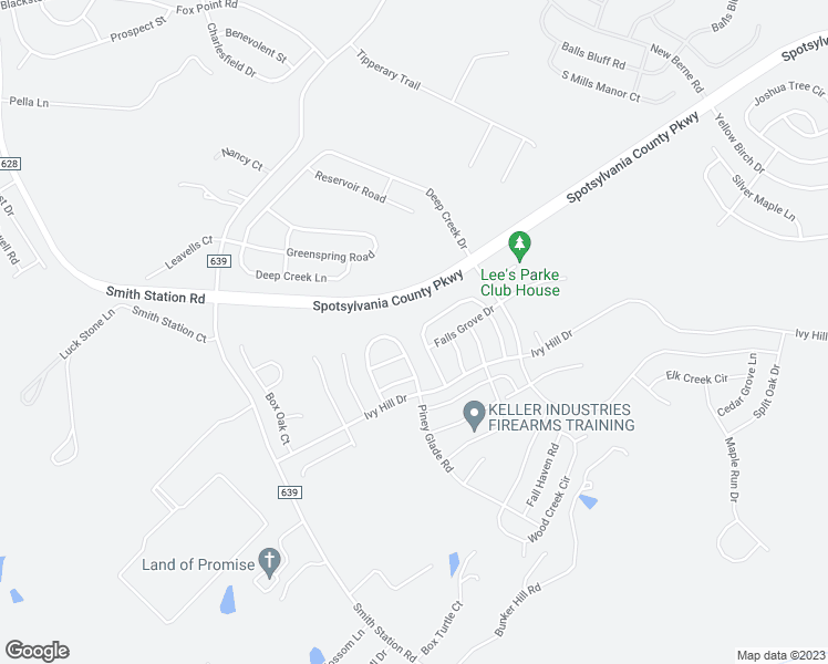 map of restaurants, bars, coffee shops, grocery stores, and more near 9339 Birch Cliff Drive in Fredericksburg