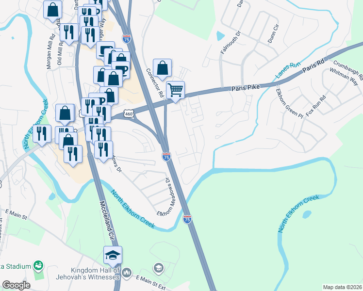 map of restaurants, bars, coffee shops, grocery stores, and more near 137 Scotland Drive in Georgetown
