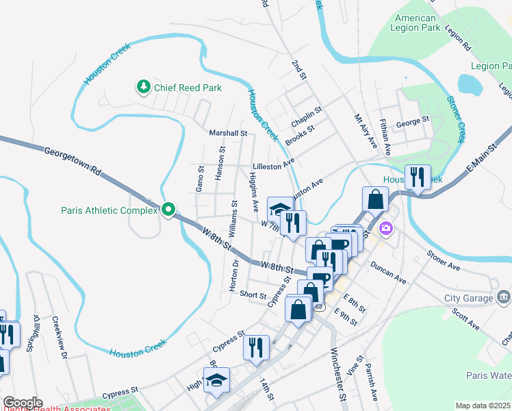 map of restaurants, bars, coffee shops, grocery stores, and more near 654 Higgins Avenue in Paris