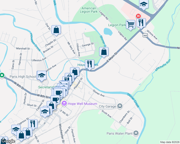 map of restaurants, bars, coffee shops, grocery stores, and more near 398 U.S. 68 Business in Paris