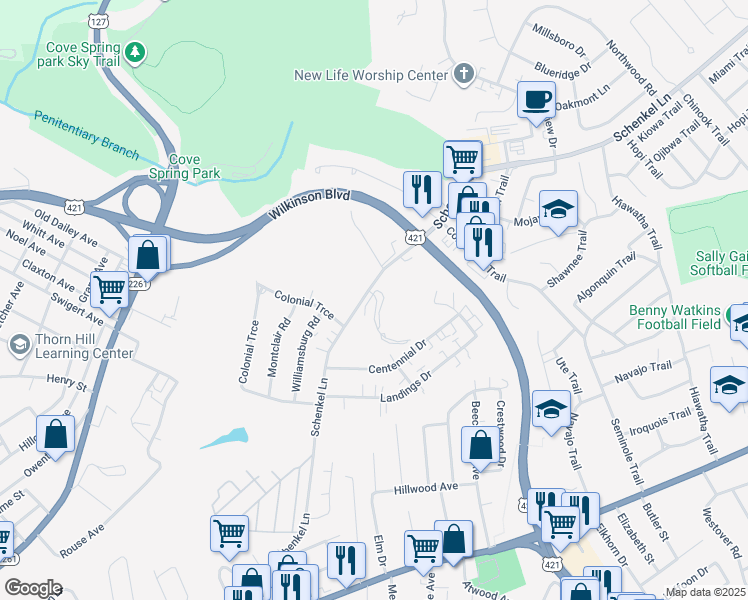 map of restaurants, bars, coffee shops, grocery stores, and more near 565 Schenkel Lane in Frankfort