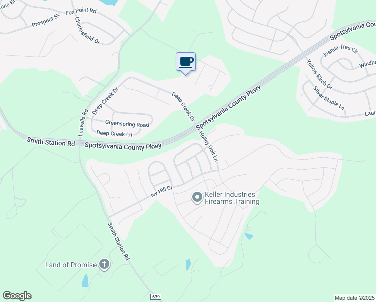 map of restaurants, bars, coffee shops, grocery stores, and more near 9320 Birch Cliff Drive in Fredericksburg