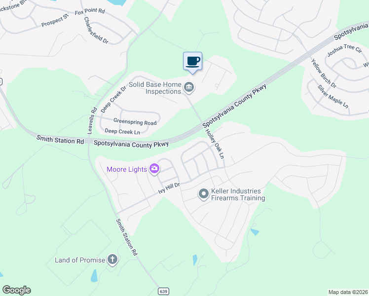 map of restaurants, bars, coffee shops, grocery stores, and more near 9329 Birch Cliff Drive in Fredericksburg