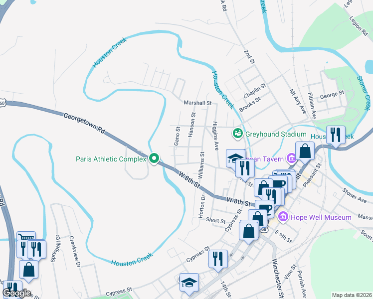 map of restaurants, bars, coffee shops, grocery stores, and more near 603 Thomas Avenue in Paris