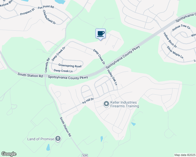 map of restaurants, bars, coffee shops, grocery stores, and more near 9325 Birch Cliff Drive in Fredericksburg