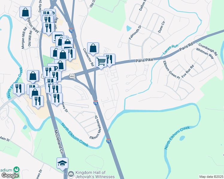 map of restaurants, bars, coffee shops, grocery stores, and more near 101 Overview Path in Georgetown