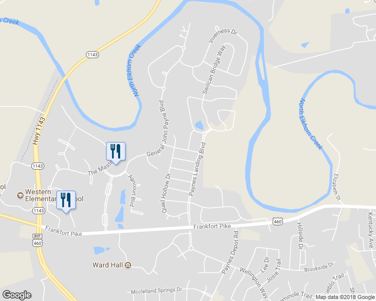 map of restaurants, bars, coffee shops, grocery stores, and more near 106 Turtle Point Drive in Georgetown