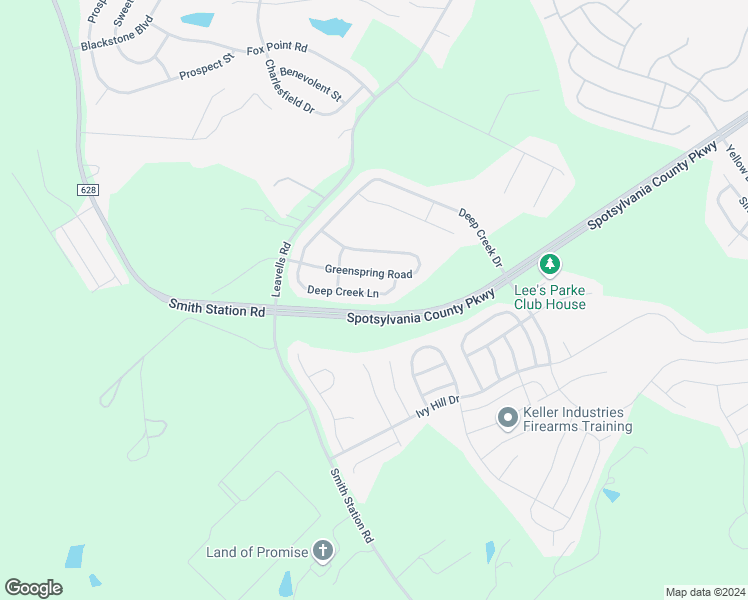 map of restaurants, bars, coffee shops, grocery stores, and more near 9408 Deep Creek Lane in Fredericksburg