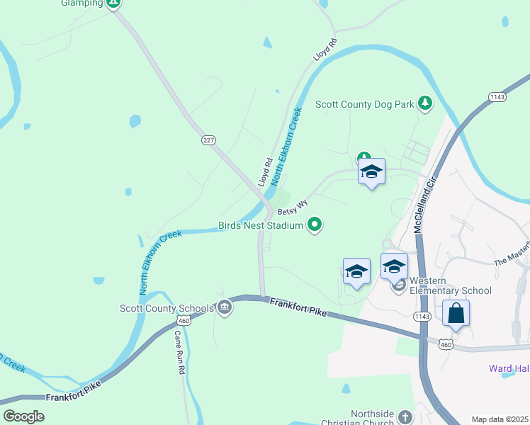 map of restaurants, bars, coffee shops, grocery stores, and more near 1108 Stamping Ground Road in Georgetown