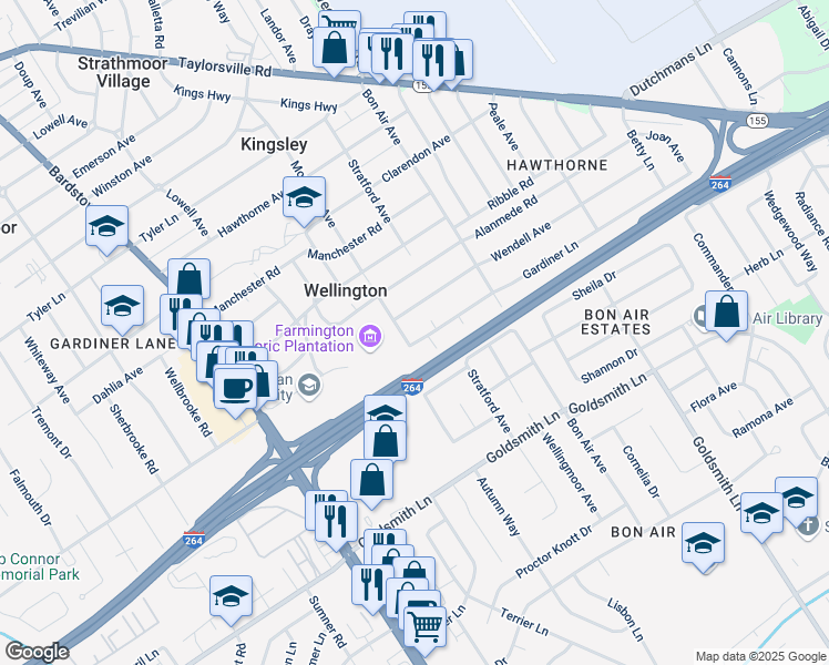 map of restaurants, bars, coffee shops, grocery stores, and more near 2504 Wendell Avenue in Louisville