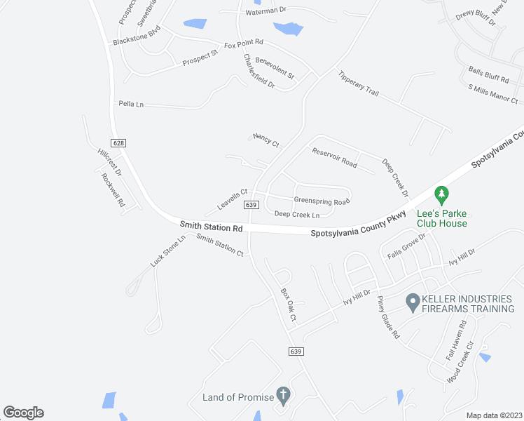 map of restaurants, bars, coffee shops, grocery stores, and more near 9428 Deep Creek Lane in Fredericksburg